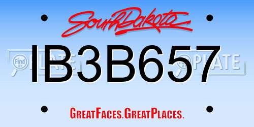 IB3B657 South Dakota License Plate