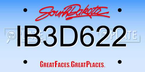 IB3D622 South Dakota License Plate