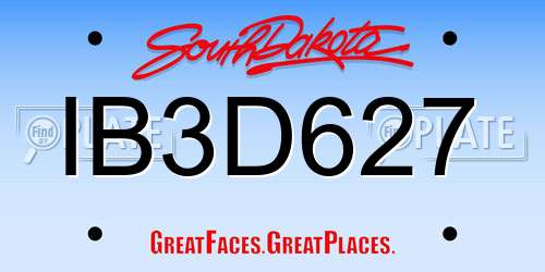IB3D627 South Dakota License Plate