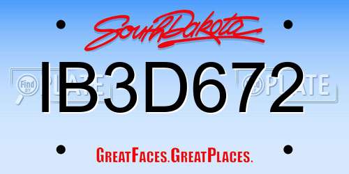 IB3D672 South Dakota License Plate