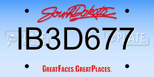 IB3D677 South Dakota License Plate