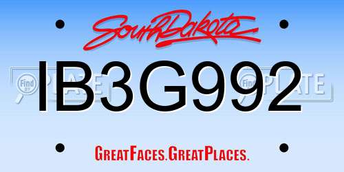 IB3G992 South Dakota License Plate
