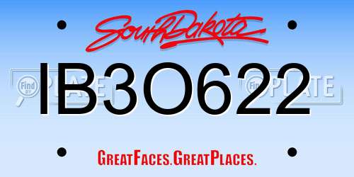 IB3O622 South Dakota License Plate