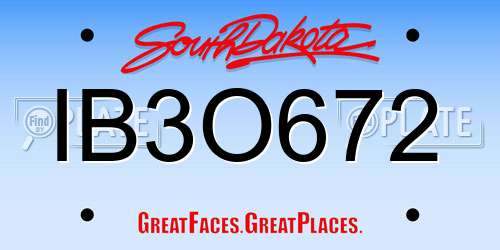 IB3O672 South Dakota License Plate