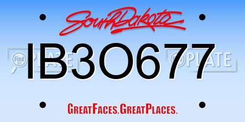 IB3O677 South Dakota License Plate