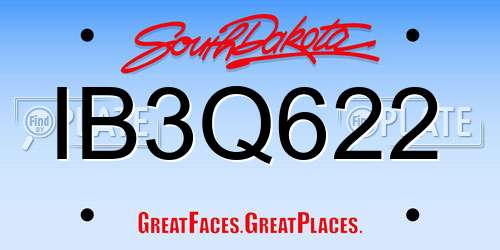 IB3Q622 South Dakota License Plate
