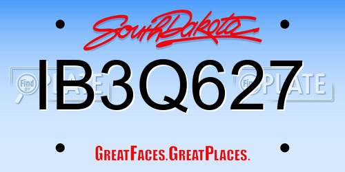 IB3Q627 South Dakota License Plate