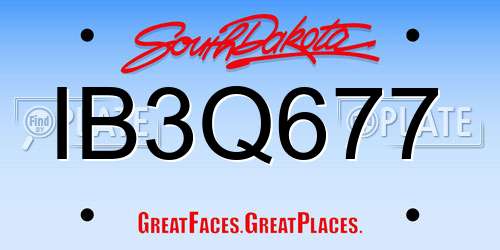 IB3Q677 South Dakota License Plate