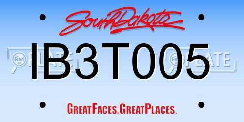 IB3T005 South Dakota License Plate