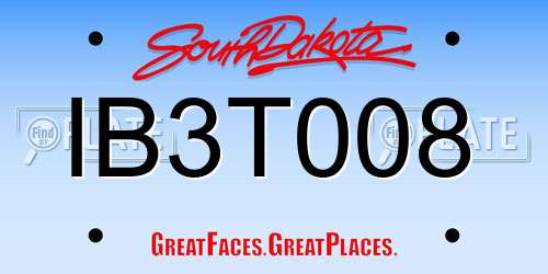 IB3T008 South Dakota License Plate
