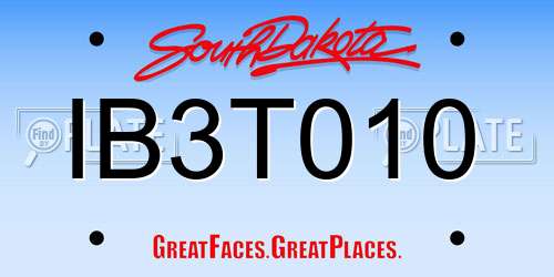 IB3T010 South Dakota License Plate