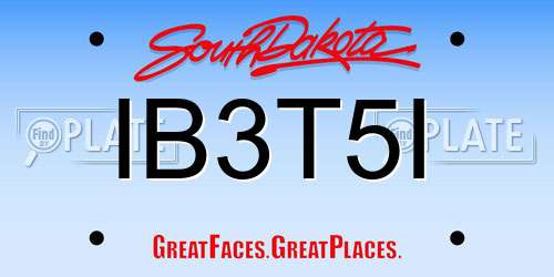 IB3T5I South Dakota License Plate