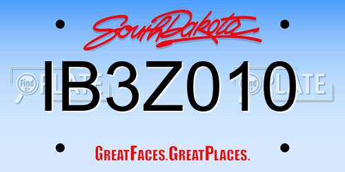 IB3Z010 South Dakota License Plate