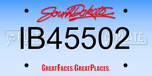 IB45502 South Dakota License Plate