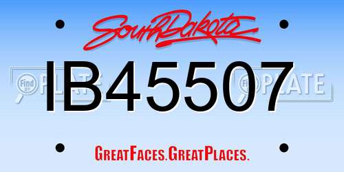IB45507 South Dakota License Plate