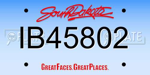 IB45802 South Dakota License Plate