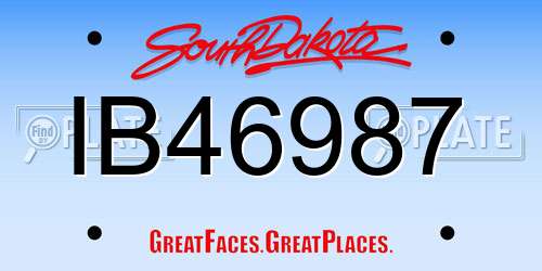 IB46987 South Dakota License Plate