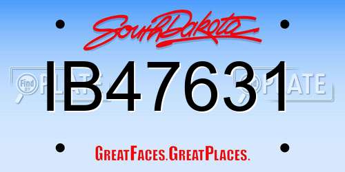 IB47631 South Dakota License Plate