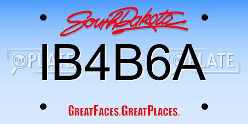 IB4B6A South Dakota License Plate