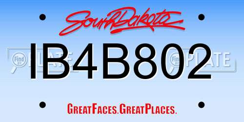 IB4B802 South Dakota License Plate