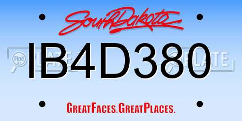 IB4D380 South Dakota License Plate