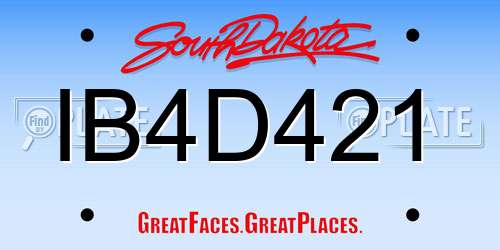 IB4D421 South Dakota License Plate