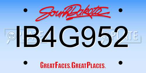 IB4G952 South Dakota License Plate