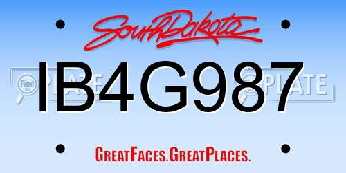 IB4G987 South Dakota License Plate