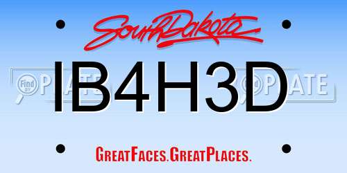 IB4H3D South Dakota License Plate