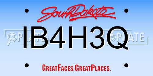 IB4H3Q South Dakota License Plate