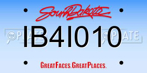 IB4I010 South Dakota License Plate