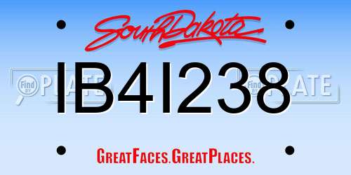 IB4I238 South Dakota License Plate