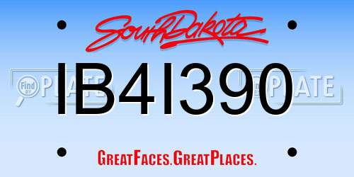 IB4I390 South Dakota License Plate