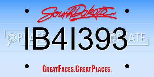 IB4I393 South Dakota License Plate