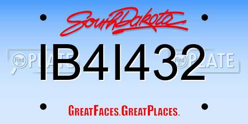 IB4I432 South Dakota License Plate