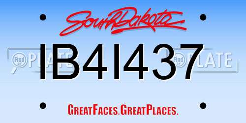 IB4I437 South Dakota License Plate