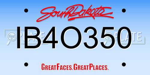 IB4O350 South Dakota License Plate