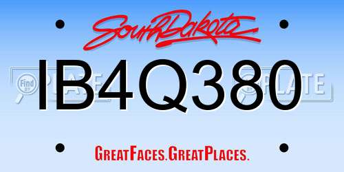 IB4Q380 South Dakota License Plate