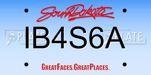 IB4S6A South Dakota License Plate