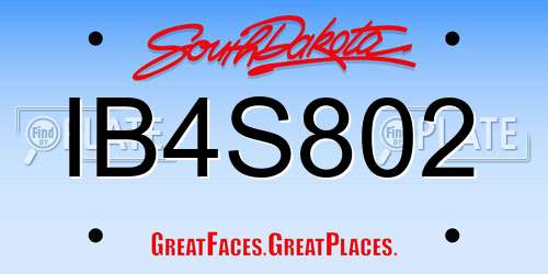 IB4S802 South Dakota License Plate