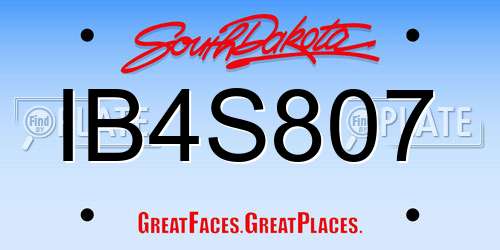 IB4S807 South Dakota License Plate