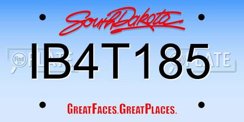 IB4T185 South Dakota License Plate