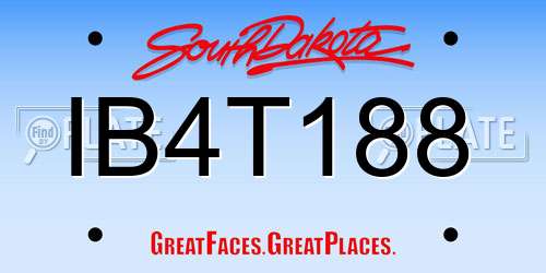 IB4T188 South Dakota License Plate