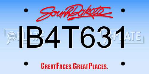 IB4T631 South Dakota License Plate