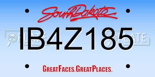 IB4Z185 South Dakota License Plate