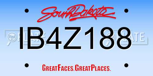 IB4Z188 South Dakota License Plate