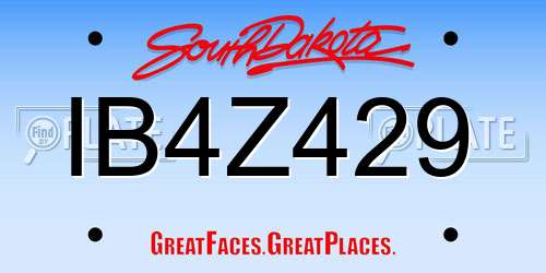 IB4Z429 South Dakota License Plate