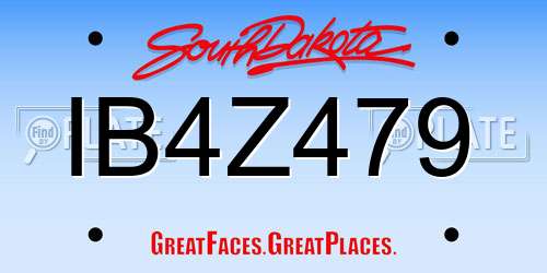 IB4Z479 South Dakota License Plate
