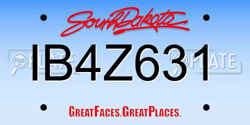 IB4Z631 South Dakota License Plate