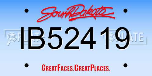 IB52419 South Dakota License Plate